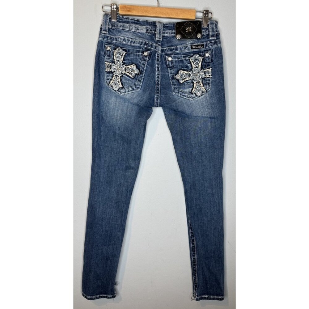 Miss Me Skinny Jeans 27 Cross Bling Back Pockets 31 Inseam STYLE NO:JP70495